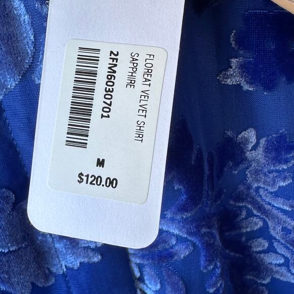NWT Soft Surroundings Floreat Velvet Shirt M Sapphire Sheer Burnout $120 MSRP - Picture 8 of 10